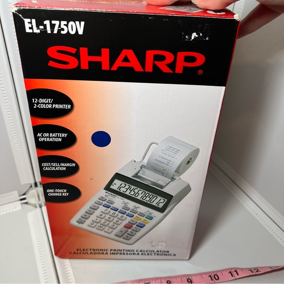 Sharp EL-1750V Two-Color Printing Calculator 2 Lines/Sec 3" Black/Red(A-1) - Picture 1 of 4